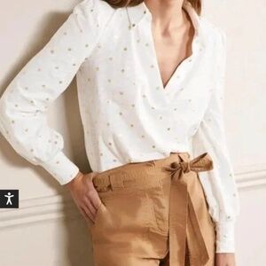 Boden Size Small Notched Neck Collared Top